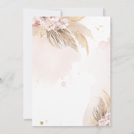 Pampas Grass Boho Babydusche wünscht eine Babykart Einladung (Rückseite)