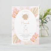 Pampas Grass Boho Beach Hochzeit Einladung (Stehend Vorderseite)