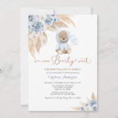 Pampas Grass Boho Bear Baby Shower Einladung (Vorderseite)