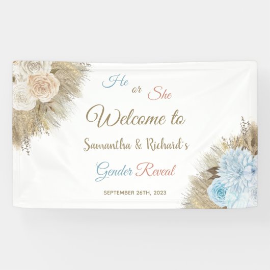 Pampas Grass Boho Begrüßungszeichen Banner (Horizontal)