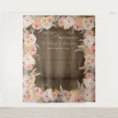 Pampas Grass Boho Blues Rustikale Hochzeit Wandteppich (Vorderseite)