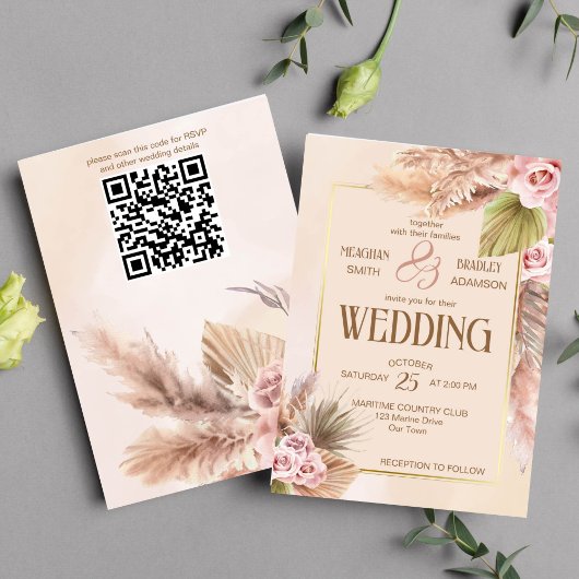 Pampas grass boho Blume Hochzeit im Herbst Einladung