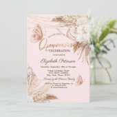 Pampas Grass Boho Blume Schmetterlinge Quinceañera Einladung (Stehend Vorderseite)