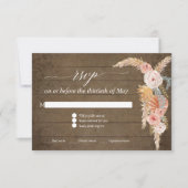 Pampas Grass Boho Blush Floral Rustikales Holz UAW RSVP Karte (Vorderseite)