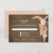 Pampas Grass Boho Blush Floral Rustikales Holz UAW RSVP Karte (Vorne/Hinten)