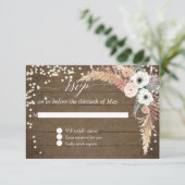Pampas Grass Boho Blush Floral Twinkle Lights UAWG RSVP Karte (Stehend Vorderseite)