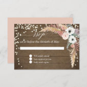 Pampas Grass Boho Blush Floral Twinkle Lights UAWG RSVP Karte (Vorne/Hinten)