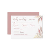 Pampas Grass Boho Blush Pink Elegantes Hochzeitsst Mitteilungskarte (Vorderseite/Rückseite Beispiel)