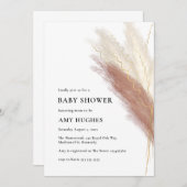 Pampas Grass Boho Blush Pink Gold Baby Dusche Invi Einladung (Vorne/Hinten)
