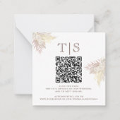 Pampas Grass Boho Blush Pink QR Code Umschließung Mitteilungskarte (Vorderseite)