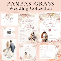 Pampas Grass Boho Blush Pink QR Code Umschließung