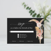 Pampas Grass Boho Blush Rose Black UAWG RSVP Karte (Stehend Vorderseite)