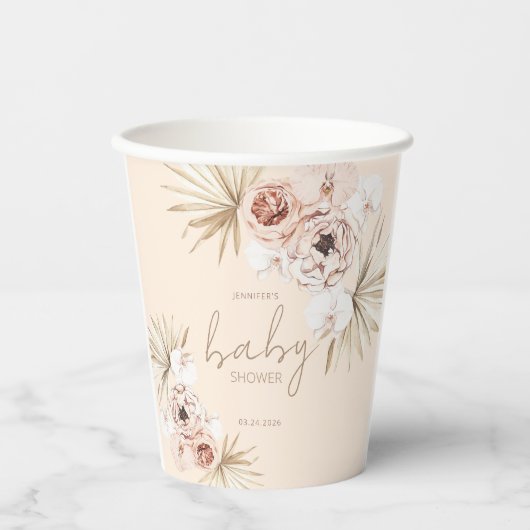 Pampas Grass Boho Bohemisch Baby Dusche Pappbecher (Vorderseite)