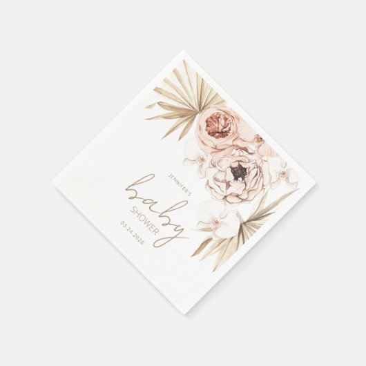 Pampas Grass Boho Bohemisch Baby Dusche Serviette (Ecke)