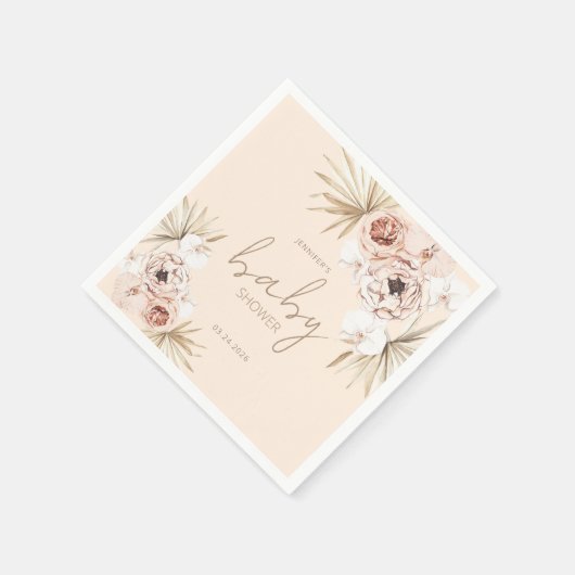 Pampas Grass Boho Bohemisch Baby Dusche Serviette (Ecke)