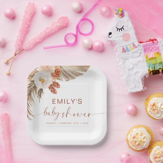 Pampas Grass Boho Bohemisch Desert Baby Dusche Pappteller (Party)