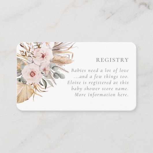 Pampas Grass Boho Bohemisch Desert Girl Baby Dusch Begleitkarte (Vorderseite)