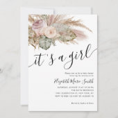 Pampas Grass Boho Bohemisch Es ist eine Kinderdusc Einladung (Vorderseite)