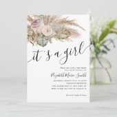 Pampas Grass Boho Bohemisch Es ist eine Kinderdusc Einladung (Stehend Vorderseite)