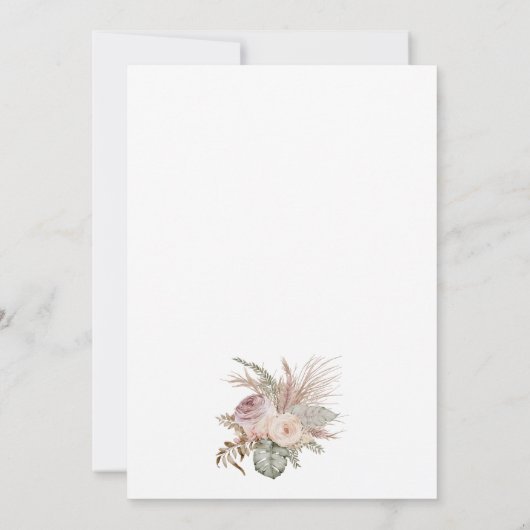 Pampas Grass Boho Bohemisch Es ist eine Kinderdusc Einladung (Rückseite)