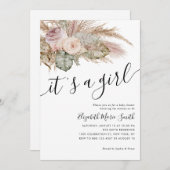 Pampas Grass Boho Bohemisch Es ist eine Kinderdusc Einladung (Vorne/Hinten)