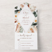 Pampas Grass Boho Bohemisch Eucalyptus Wedding RSV All In One Einladung (Innen Boden)