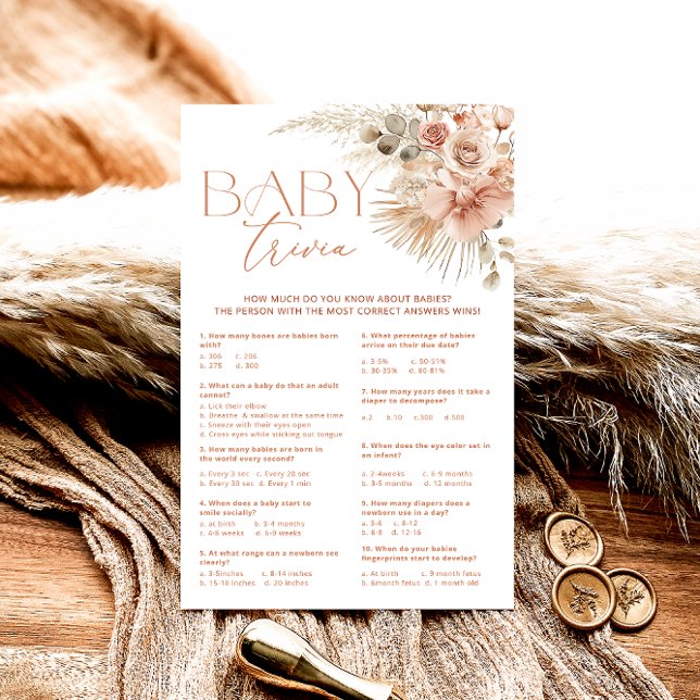 Pampas Grass Boho Bohemisch Floral Baby Trivia Gam (Von Creator hochgeladen)