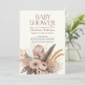 Pampas Grass Boho Bohemisch Girl Baby Dusche Einladung (Stehend Vorderseite)