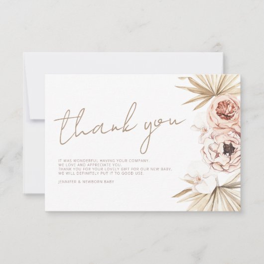 Pampas Grass Boho Bohemisch Vielen Dank Baby Dusch Dankeskarte (Vorderseite)