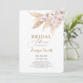 Pampas Grass Boho Brautparty Einladung (Stehend Vorderseite)