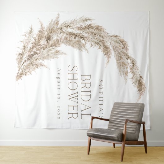 Pampas Grass Boho Brautparty Hintergrund Wandteppich (Beispiel (Horizontal))