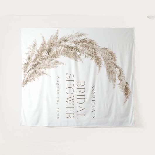 Pampas Grass Boho Brautparty Hintergrund Wandteppich (Vorderseite (Horizontal))