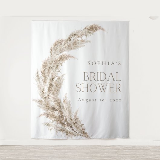 Pampas Grass Boho Brautparty Hintergrund Wandteppich (Vorderseite)