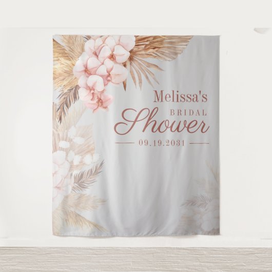 Pampas Grass Boho Brautparty Wandteppich (Vorderseite)