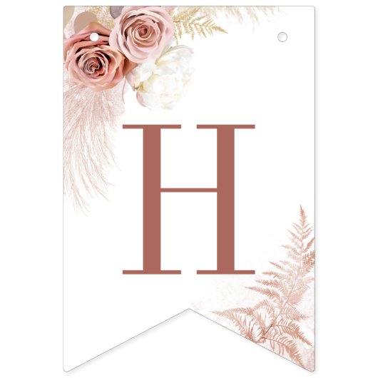 Pampas Grass Boho Chic Terracotta Brautparty Wimpelkette (Zweite Fahne)