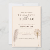 Pampas Grass Boho Elegant Wedding Einladung (Vorderseite)