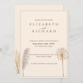 Pampas Grass Boho Elegant Wedding Einladung (Vorne/Hinten)