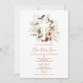 Pampas Grass Boho Fall Pumpkin Taufe Christening Einladung (Vorderseite)