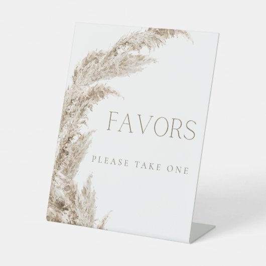 Pampas Grass Boho Favors-Zeichen Sockelschild (Vorderseite)