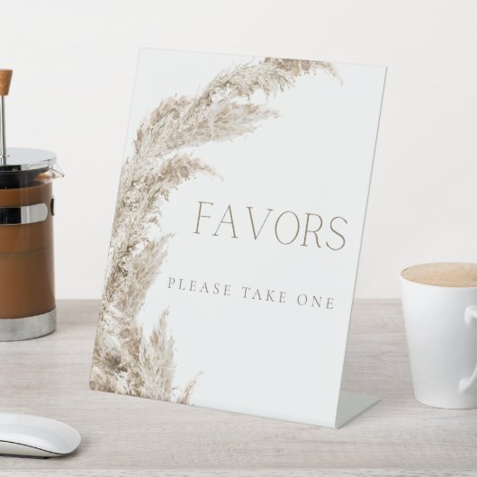 Pampas Grass Boho Favors-Zeichen Sockelschild (In SItu)