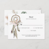 Pampas Grass Boho Feathers Dreamcatcher RSVP Card (Vorne/Hinten)