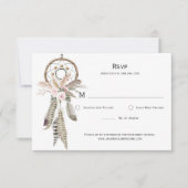 Pampas Grass Boho Feathers Dreamcatcher RSVP Card Karte (Vorderseite)