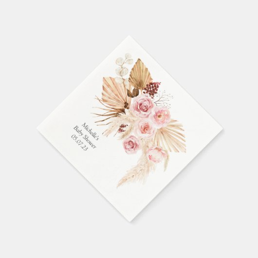 Pampas grass Boho Floral elegante Baby Dusche Serviette (Ecke)