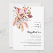 Pampas Grass Boho Floral Girl Babydusche Einladung (Vorderseite)