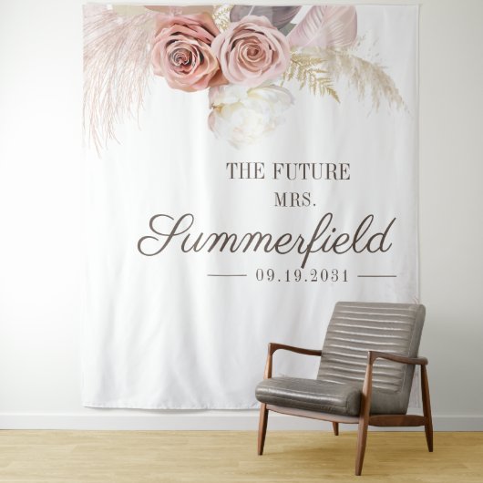 Pampas Grass Boho Foto Booth Brautparty Wandteppich (Beispiel)