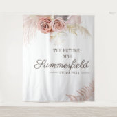 Pampas Grass Boho Foto Booth Brautparty Wandteppich (Vorderseite)