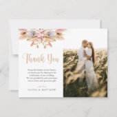 Pampas Grass Boho Foto Hochzeit Vielen Dank Dankeskarte (Vorderseite)