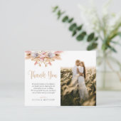 Pampas Grass Boho Foto Hochzeit Vielen Dank Dankeskarte (Stehend Vorderseite)