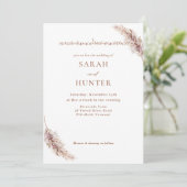 Pampas Grass Boho Foto QR Code Hochzeit Einladung (Stehend Vorderseite)