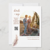 Pampas Grass Boho Foto QR Code Hochzeit Einladung (Rückseite)